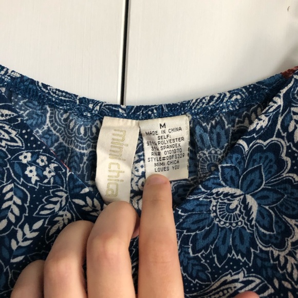 Mimi Chica Blue and Red Print Swing Dress Size M - Picture 3 of 3